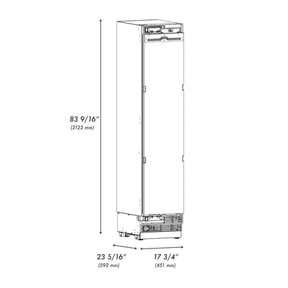 ZLINE Autograph Edition 18 in. 8.6 cu. ft. Panel Ready Right Hinge Column Freezer with Graphite Gray Interior and Matte Black Accents (RBCFVRZ-18-MB)