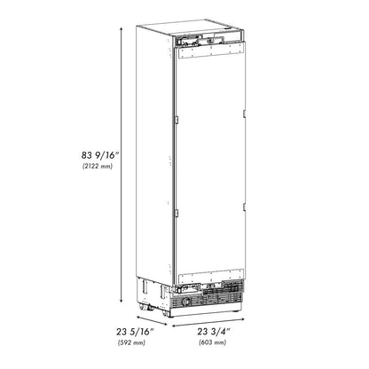 ZLINE Autograph Edition 24 in. 12.4 cu. ft. Panel Ready Column Freezer with Graphite Gray Interior and Polished Gold Accents (RBCFVZ-24-G)