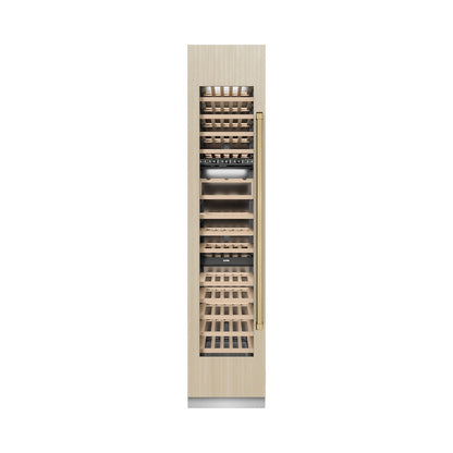 ZLINE Autograph Edition 18 in. 9.0 cu. ft. Triple Zone 68 Bottle Panel Ready Left Hinge Column Wine Cooler with Champagne Bronze Accents (RBCWVLZ-18-CB)