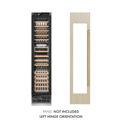 ZLINE Autograph Edition 18 in. 9.0 cu. ft. Triple Zone 68 Bottle Panel Ready Left Hinge Column Wine Cooler with Champagne Bronze Accents (RBCWVLZ-18-CB)