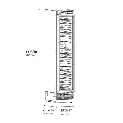 ZLINE Autograph Edition 18 in. 9.0 cu. ft. Triple Zone 68 Bottle Panel Ready Left Hinge Column Wine Cooler with Polished Gold Accents (RBCWVLZ-18-G)