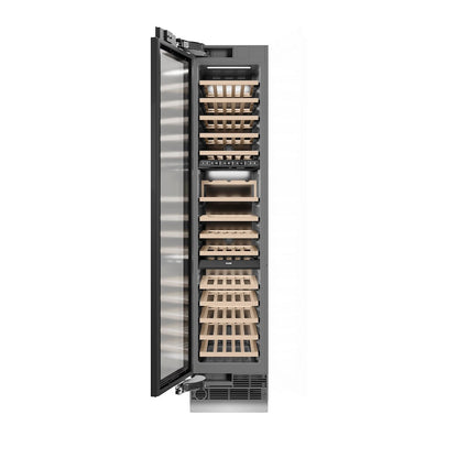 ZLINE Autograph Edition 18 in. 9.0 cu. ft. Triple Zone 68 Bottle Panel Ready Left Hinge Column Wine Cooler with Polished Gold Accents (RBCWVLZ-18-G)