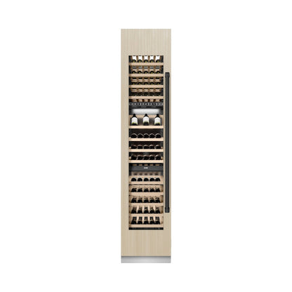 ZLINE Autograph Edition 18 in. 9.0 cu. ft. Triple Zone 68 Bottle Panel Ready Left Hinge Column Wine Cooler with Matte Black Accents (RBCWVLZ-18-MB)