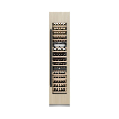 ZLINE Autograph Edition 18 in. 9.0 cu. ft. Triple Zone 68 Bottle Panel Ready Right Hinge Column Wine Cooler with Matte Black Accents (RBCWVRZ-18-MB)