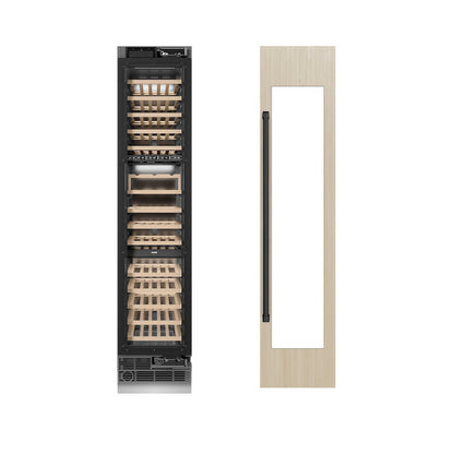 ZLINE Autograph Edition 18 in. 9.0 cu. ft. Triple Zone 68 Bottle Panel Ready Right Hinge Column Wine Cooler with Matte Black Accents (RBCWVRZ-18-MB)