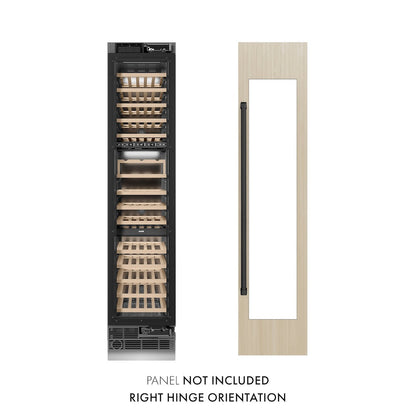 ZLINE Autograph Edition 18 in. 9.0 cu. ft. Triple Zone 68 Bottle Panel Ready Right Hinge Column Wine Cooler with Matte Black Accents (RBCWVRZ-18-MB)