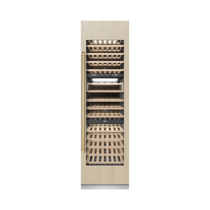 ZLINE Autograph Edition 24 in. 12.4 cu. ft. Triple Zone 100 Bottle Panel Ready Column Wine Cooler with Champagne Bronze Accents (RBCWVZ-24-CB)
