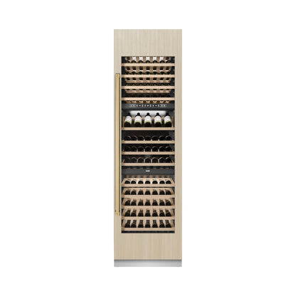 ZLINE Autograph Edition 24 in. 12.4 cu. ft. Triple Zone 100 Bottle Panel Ready Column Wine Cooler with Polished Gold Accents (RBCWVZ-24-G)