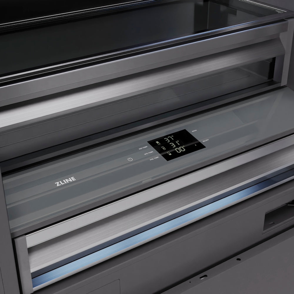ZLINE 72 in. 39.6 cu. ft. Panel Ready French Door Built-In Bottom Freezer Refrigerator with Water Dispensers and Ice Makers with Graphite Gray Interior (GRBIT-72)