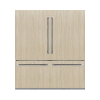 ZLINE 72 in. 39.6 cu. ft. Panel Ready French Door Built-In Bottom Freezer Refrigerator with Water Dispensers and Ice Makers with Graphite Gray Interior (GRBIT-72)