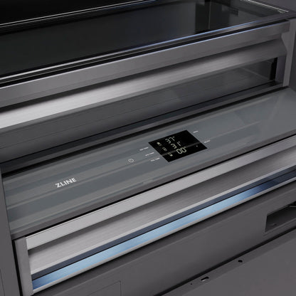 ZLINE Autograph Edition 72 in. 39.6 cu. ft. Panel Ready French Door Built-In Bottom Freezer Refrigerator with Water Dispensers and Ice Makers with Graphite Gray Interior and Polished Gold Accents (GRBITZ-72-G)