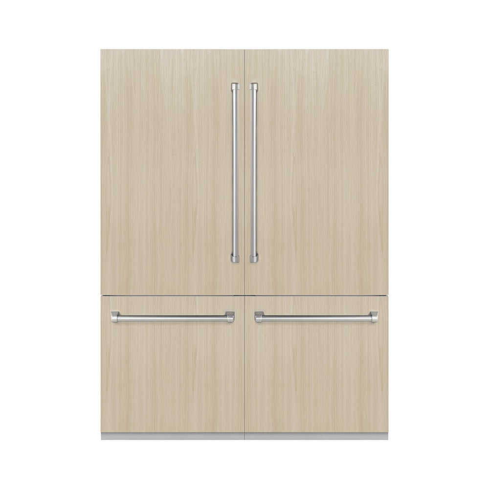 ZLINE 60 in. 32.2 cu. ft. Panel Ready French Door Built-In Bottom Freezer Refrigerator with Water Dispensers and Ice Makers with Graphite Gray Interior (GRBIV-60)