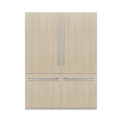 ZLINE 60 in. 32.2 cu. ft. Panel Ready French Door Built-In Bottom Freezer Refrigerator with Water Dispensers and Ice Makers with Graphite Gray Interior (GRBIV-60)