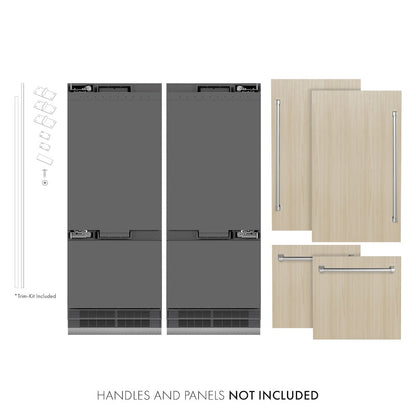 ZLINE 60 in. 32.2 cu. ft. Panel Ready French Door Built-In Bottom Freezer Refrigerator with Water Dispensers and Ice Makers with Graphite Gray Interior (GRBIV-60)