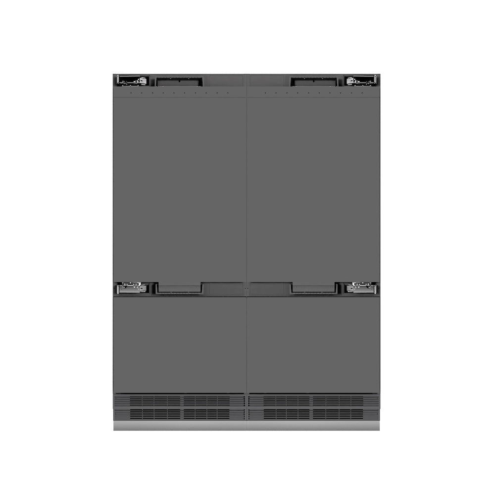 ZLINE Autograph Edition 60 in. 32.2 cu. ft. Panel Ready French Door Built-In Bottom Freezer Refrigerator with Water Dispenser and Ice Maker with Graphite Gray Interior and Champagne Bronze Accents (GRBIVZ-60-CB)