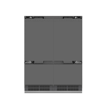 ZLINE Autograph Edition 60 in. 32.2 cu. ft. Panel Ready French Door Built-In Bottom Freezer Refrigerator with Water Dispenser and Ice Maker with Graphite Gray Interior and Champagne Bronze Accents (GRBIVZ-60-CB)