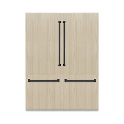 ZLINE Autograph Edition 60 in. 32.2 cu. ft. Panel Ready French Door Built-In Bottom Freezer Refrigerator with Water Dispenser and Ice Maker with Graphite Gray Interior and Matte Black Accents (GRBIVZ-60-MB)