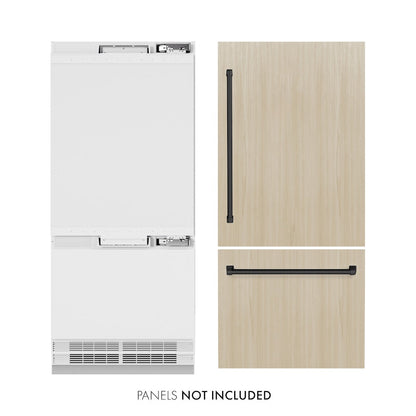 ZLINE Autograph Edition 36 in. 19.8 cu. ft. Panel Ready Built-In Bottom Freezer Refrigerator with Water Dispenser and Ice Maker with Matte Black Accents (RBITZ-36-MB)