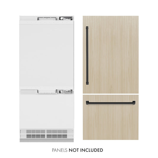 ZLINE Autograph Edition 36 in. 19.8 cu. ft. Panel Ready Built-In Bottom Freezer Refrigerator with Water Dispenser and Ice Maker with Matte Black Accents (RBITZ-36-MB)