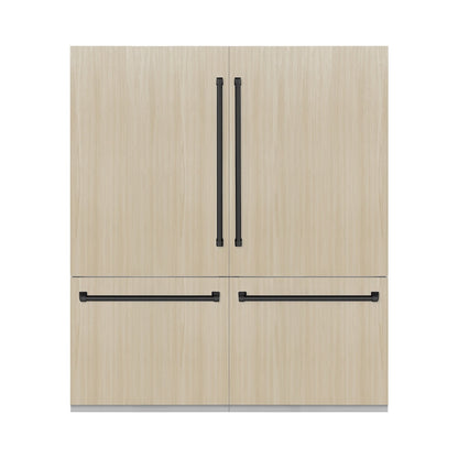 ZLINE Autograph Edition 72 in. 39.6 cu. ft. Panel Ready French Door Built-In Bottom Freezer Refrigerator with Water Dispensers and Ice Makers and Matte Black Accents (RBITZ-72-MB)