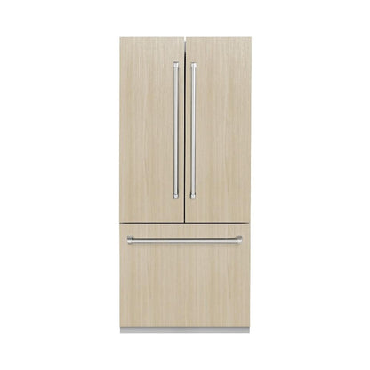 ZLINE 36 in. 19.6 cu. ft. Panel Ready French Door Built-In Bottom Freezer Refrigerator with Water Dispenser and Ice Maker (RBIV-36)
