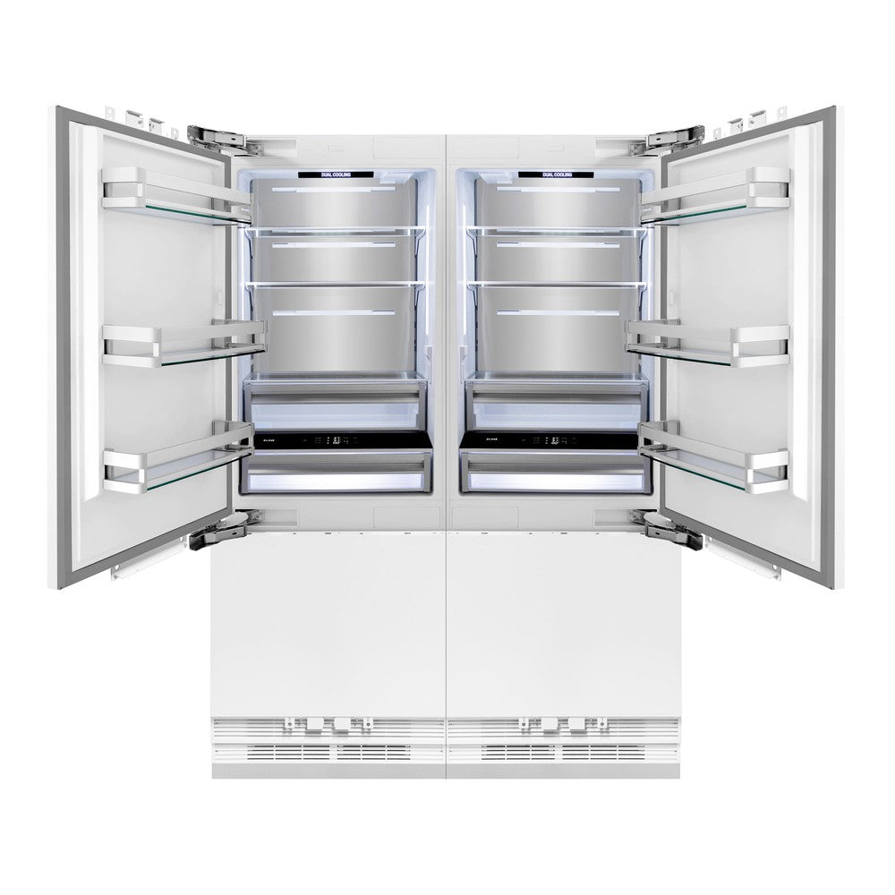 ZLINE 60 in. 32.2 cu. ft. Panel Ready French Door Built-In Bottom Freezer Refrigerator with Water Dispensers and Ice Makers (RBIV-60)