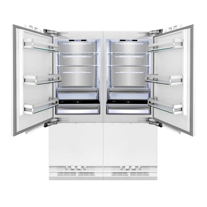 ZLINE 60 in. 32.2 cu. ft. Panel Ready French Door Built-In Bottom Freezer Refrigerator with Water Dispensers and Ice Makers (RBIV-60)