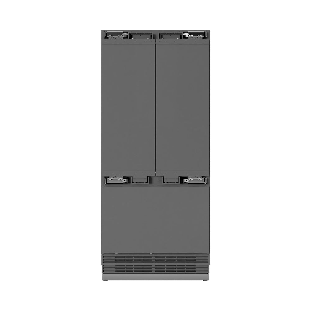 ZLINE Autograph Edition 36 in. 19.6 cu. ft. Panel Ready French Door Built-In Bottom Freezer Refrigerator with Water Dispenser and Ice Maker with Stainless Steel Interior and Polished Gold Accents (SRBIVZ-36-G)