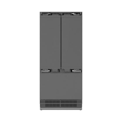 ZLINE Autograph Edition 36 in. 19.6 cu. ft. Panel Ready French Door Built-In Bottom Freezer Refrigerator with Water Dispenser and Ice Maker with Stainless Steel Interior and Matte Black Accents (SRBIVZ-36-MB)