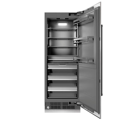 ZLINE Autograph Edition 30 in. 16.7 cu. ft. Column Refrigerator in Satin Stainless Steel with Graphite Gray Interior and Matte Black Accents (RCRVZ-SN-30-MB)