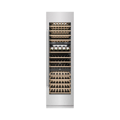ZLINE 24 in. 12.4 cu. ft. Triple Zone 100 Bottle Column Wine Cooler in Satin Stainless Steel (RCWV-SN-24)