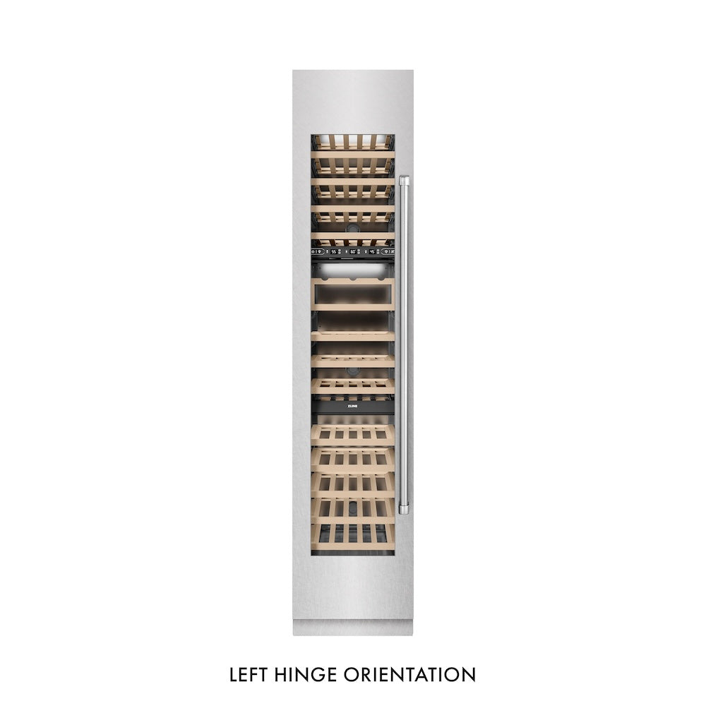 ZLINE 18 in. 9.0 cu. ft. Triple Zone 68 Bottle Left Hinge Column Wine Cooler in Satin Stainless Steel (RCWVL-SN-18)