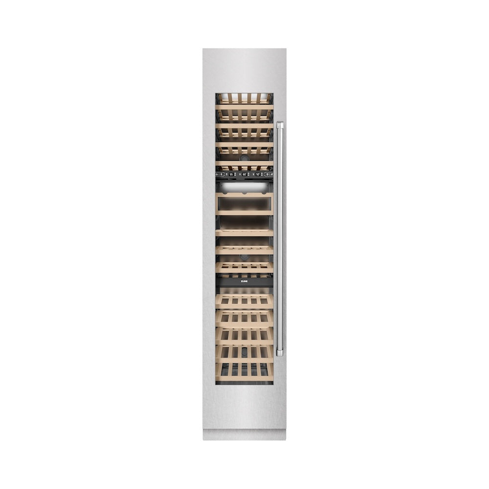 ZLINE 18 in. 9.0 cu. ft. Triple Zone 68 Bottle Left Hinge Column Wine Cooler in Satin Stainless Steel (RCWVL-SN-18)