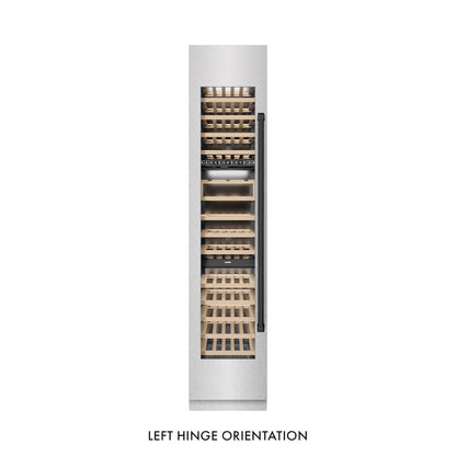ZLINE Autograph Edition 18 in. 9.0 cu. ft. Triple Zone 68 Bottle Left Hinge Column Wine Cooler in Satin Stainless Steel with Matte Black Accents (RCWVLZ-SN-18-MB)
