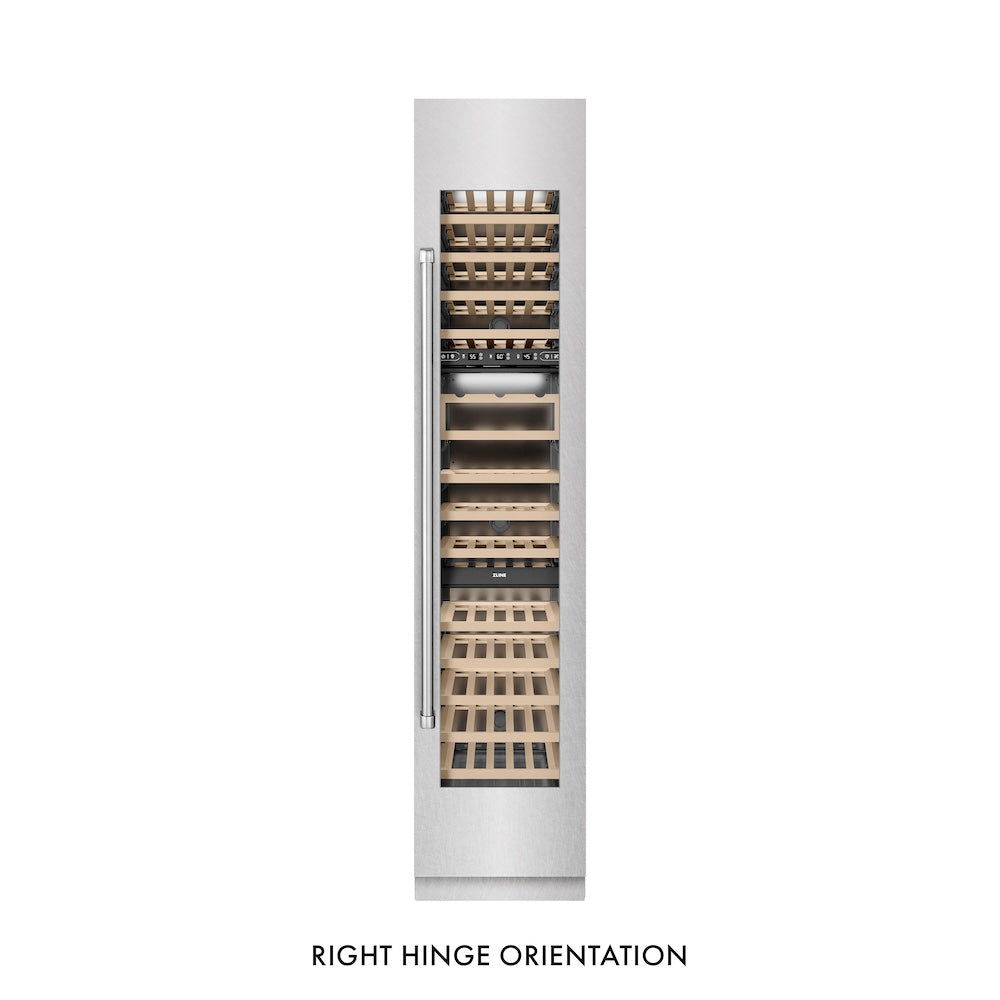 ZLINE 18 in. 9.0 cu. ft. Triple Zone 68 Bottle Right Hinge Column Wine Cooler in Satin Stainless Steel (RCWVR-SN-18)
