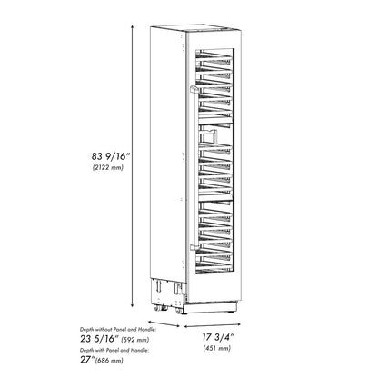 ZLINE Autograph Edition 18 in. 9.0 cu. ft. Triple Zone 68 Bottle Right Hinge Column Wine Cooler in Satin Stainless Steel with Matte Black Accents (RCWVRZ-SN-18-MB)