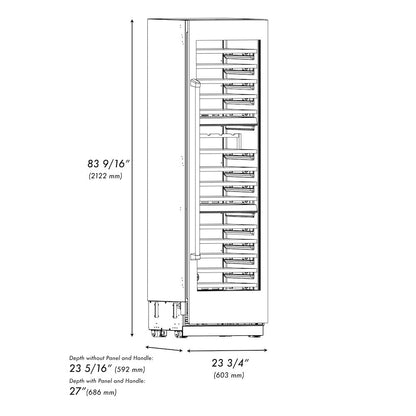 ZLINE Autograph Edition 24 in. 12.4 cu. ft. Triple Zone 100 Bottle Column Wine Cooler in Satin Stainless Steel and Polished Gold Accents (RCWVZ-SN-24-G)