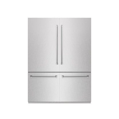 ZLINE 60 in. 32.2 cu. ft. French Door Built-In Bottom Freezer Refrigerator with Water Dispensers and Ice Makers in Satin Stainless Steel with Graphite Gray Interior (GRBIV-SN-60)