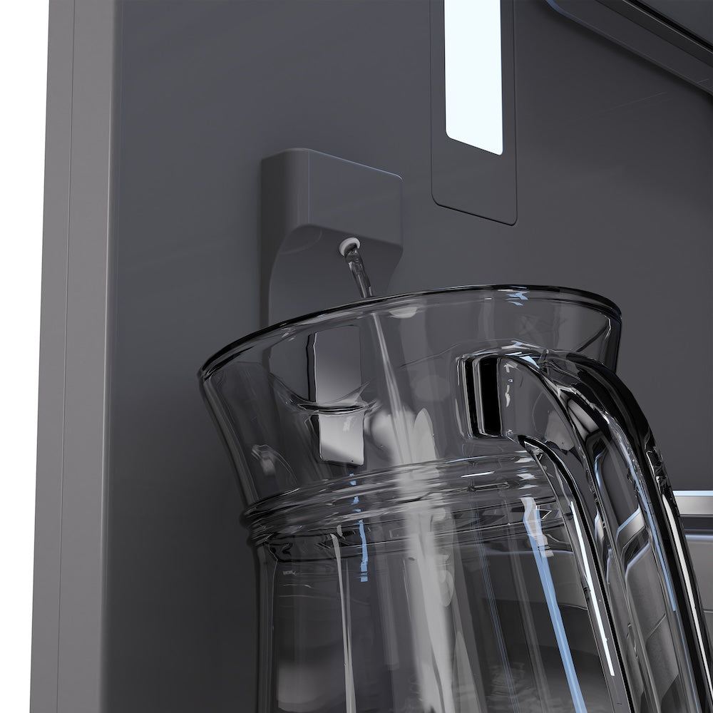 ZLINE Autograph Edition 30 in. 16.1 cu. ft. Built-In Bottom Freezer Refrigerator with Water Dispenser and Ice Maker in Satin Stainless Steel with Graphite Gray Interior and Champagne Bronze Accents (GRBIVZ-SN-30-CB)