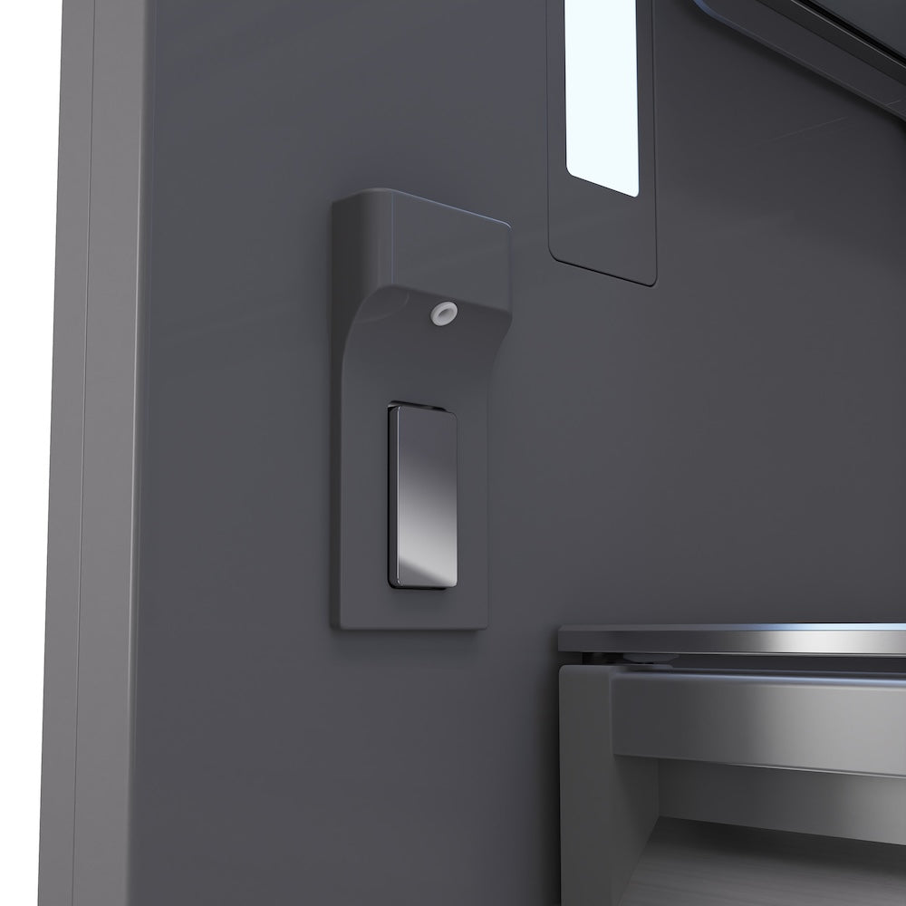 ZLINE Autograph Edition 30 in. 16.1 cu. ft. Built-In Bottom Freezer Refrigerator with Water Dispenser and Ice Maker in Satin Stainless Steel with Graphite Gray Interior and Matte Black Accents (GRBIVZ-SN-30-MB)