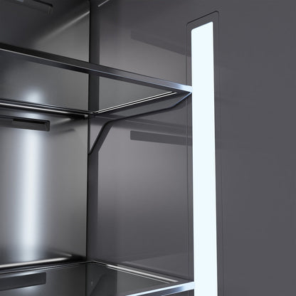 ZLINE Autograph Edition 36 in. 19.6 cu. ft. French Door Built-In Bottom Freezer Refrigerator with Water Dispenser and Ice Maker in Satin Stainless Steel with Graphite Gray Interior and Champagne Bronze Accents (GRBIVZ-SN-36-CB)