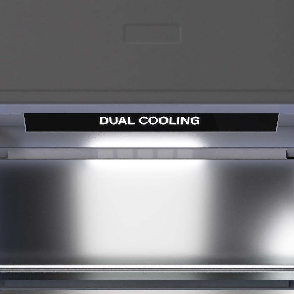 ZLINE Autograph Edition 60 in. 32.2 cu. ft. French Door Built-In Bottom Freezer Refrigerator with Water Dispenser and Ice Maker in Satin Stainless Steel with Graphite Gray Interior and Polished Gold Accents (GRBIVZ-SN-60-G)