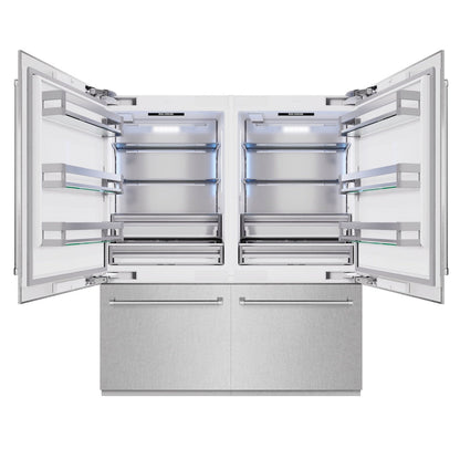 ZLINE 72 in. 39.6 cu. ft. French Door Built-In Bottom Freezer Refrigerator with Water Dispensers and Ice Makers in Satin Stainless Steel (RBIT-SN-72)