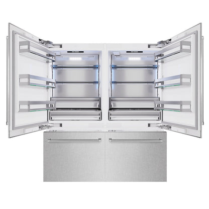 ZLINE 72 in. 39.6 cu. ft. French Door Built-In Bottom Freezer Refrigerator with Water Dispensers and Ice Makers in Satin Stainless Steel (RBIT-SN-72)
