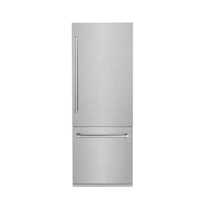 ZLINE 30 in. 16.1 cu. ft. Built-In Bottom Freezer Refrigerator with Water Dispenser and Ice Maker in Satin Stainless Steel (RBIV-SN-30)