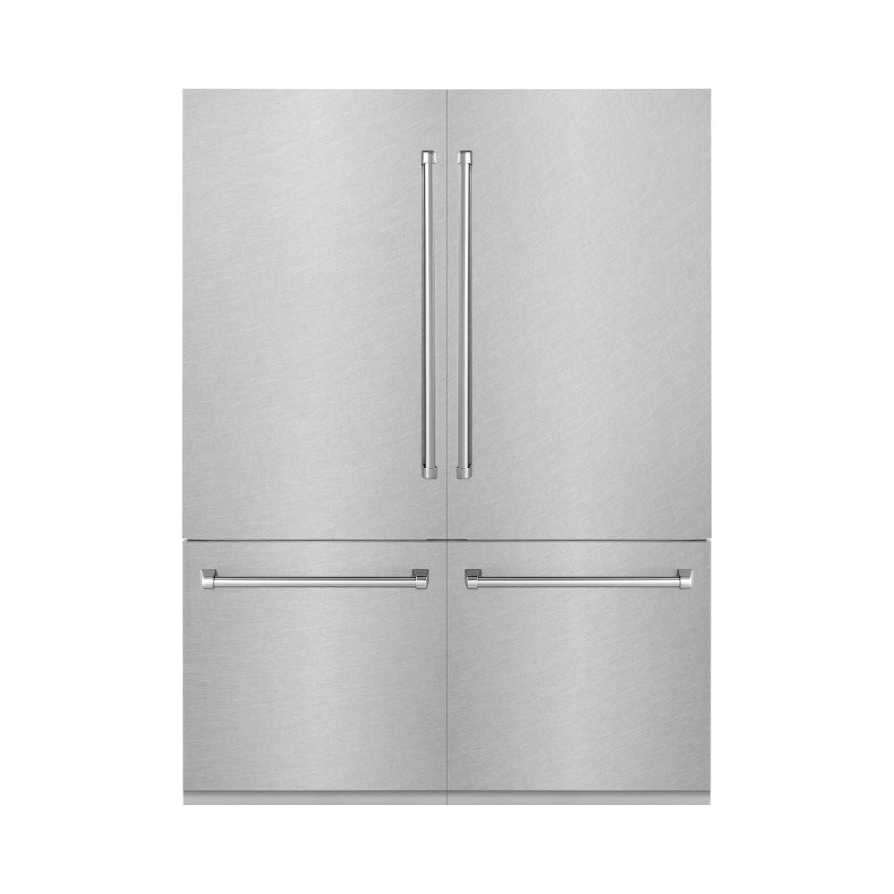 ZLINE 60 in. 32.2 cu. ft. French Door Built-In Bottom Freezer Refrigerator with Water Dispensers and Ice Makers in Satin Stainless Steel (RBIV-SN-60)