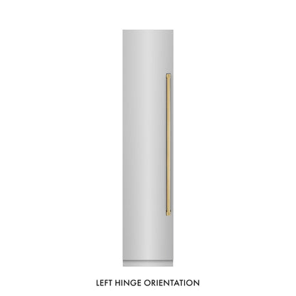 ZLINE Autograph Edition 18 in. 8.6 cu. ft. Left Hinge Column Freezer in Stainless Steel with Graphite Gray Interior and Polished Gold Accents (RCFVLZ-30418-G)