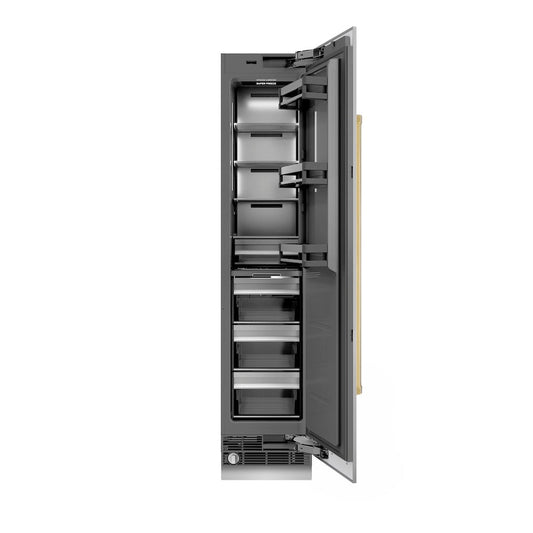 ZLINE Autograph Edition 18 in. 8.6 cu. ft. Right Hinge Column Freezer in Stainless Steel with Graphite Gray Interior and Matte Black Accents (RCFVRZ-30418-MB)