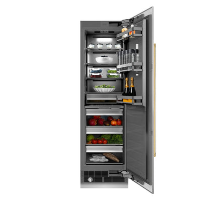 ZLINE Autograph Edition 24 in. 12.5 cu. ft. Column Refrigerator in Stainless Steel with Graphite Gray Interior and Polished Gold Accents (RCRVZ-30424-G)