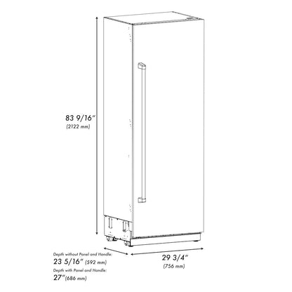ZLINE Autograph Edition 30 in. 16.7 cu. ft. Column Refrigerator in Stainless Steel with Graphite Gray Interior and Champagne Bronze Accents (RCRVZ-30430-CB)